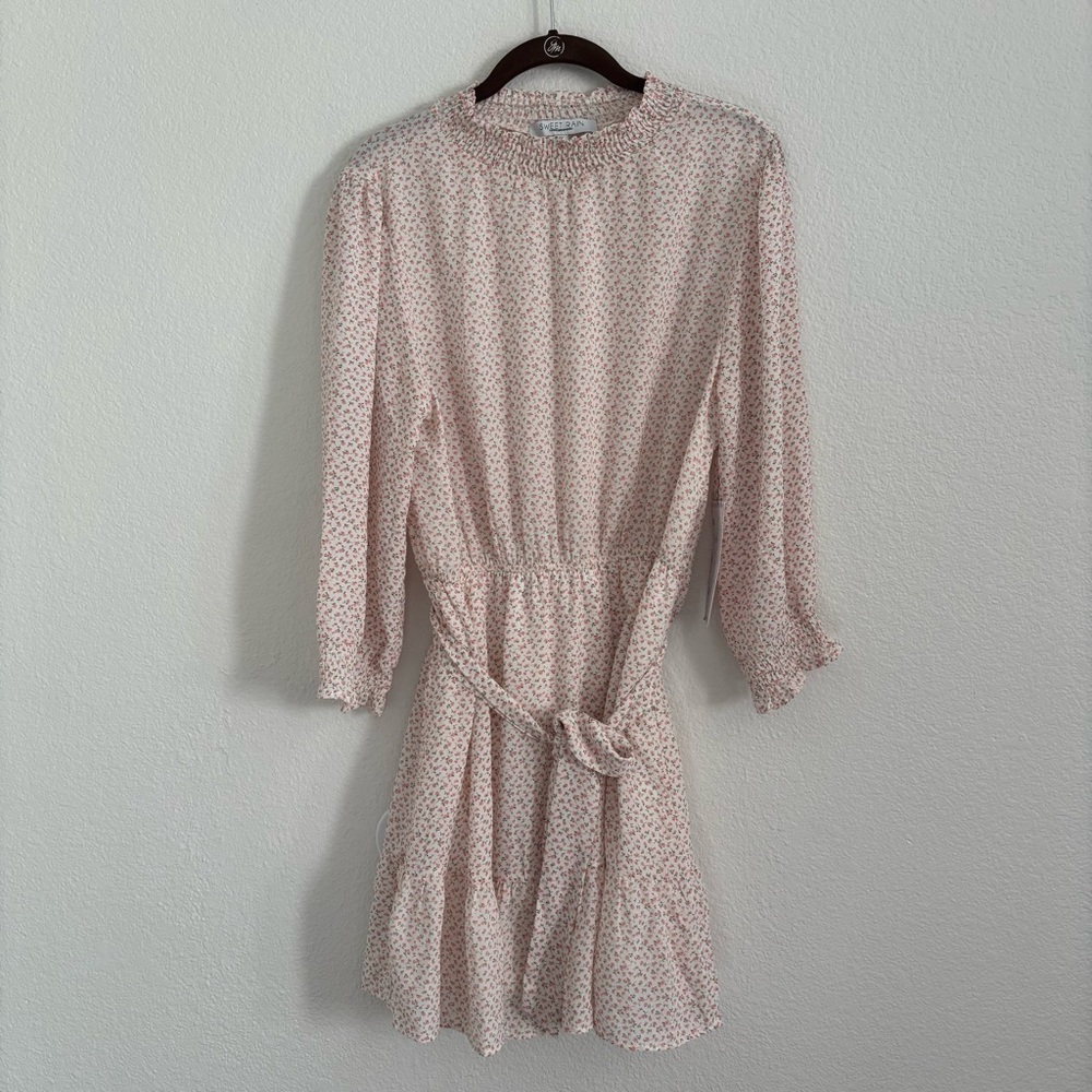 NWT Sweet Rain Women's Size Medium Pink Floral Long Sleeve Mini Dress
